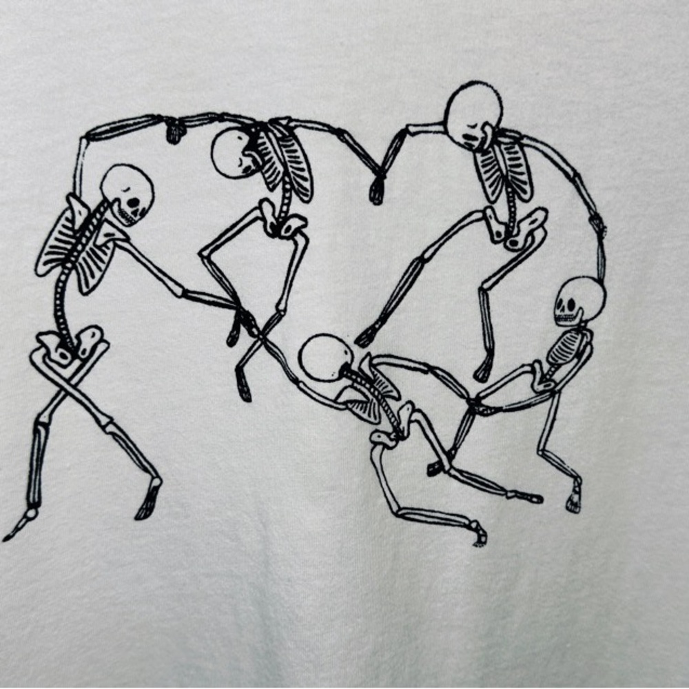 Coyote West Skeleton Heart Graphic T Shirt White Medium Gothic Western Tee - Picture 2 of 8
